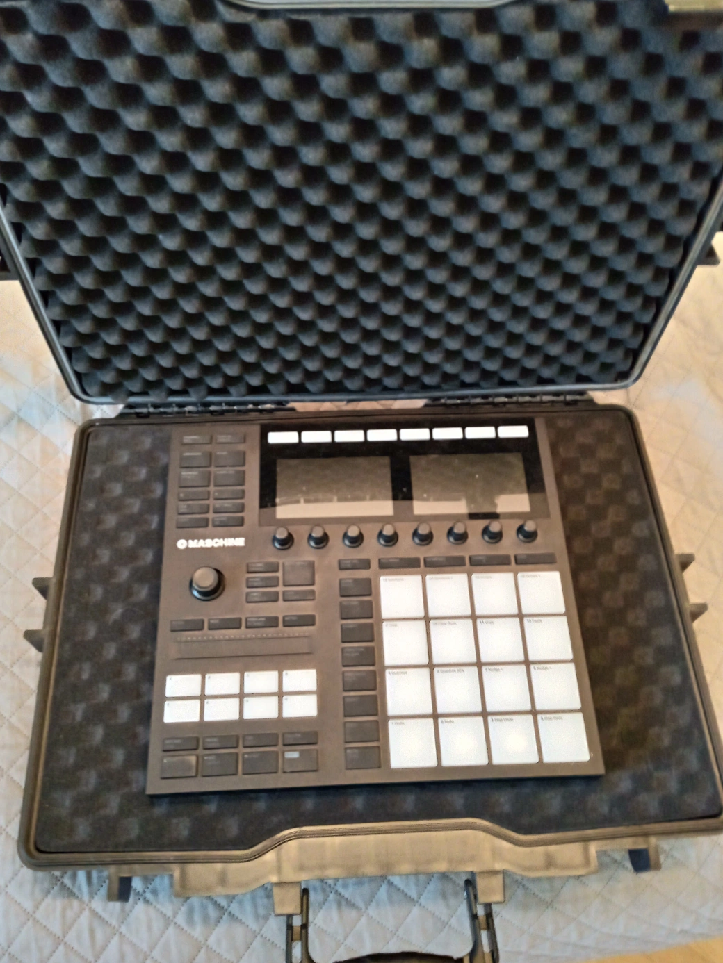 Maschine MK3 placed inside open hermetic tool case before any foam cutting begins
