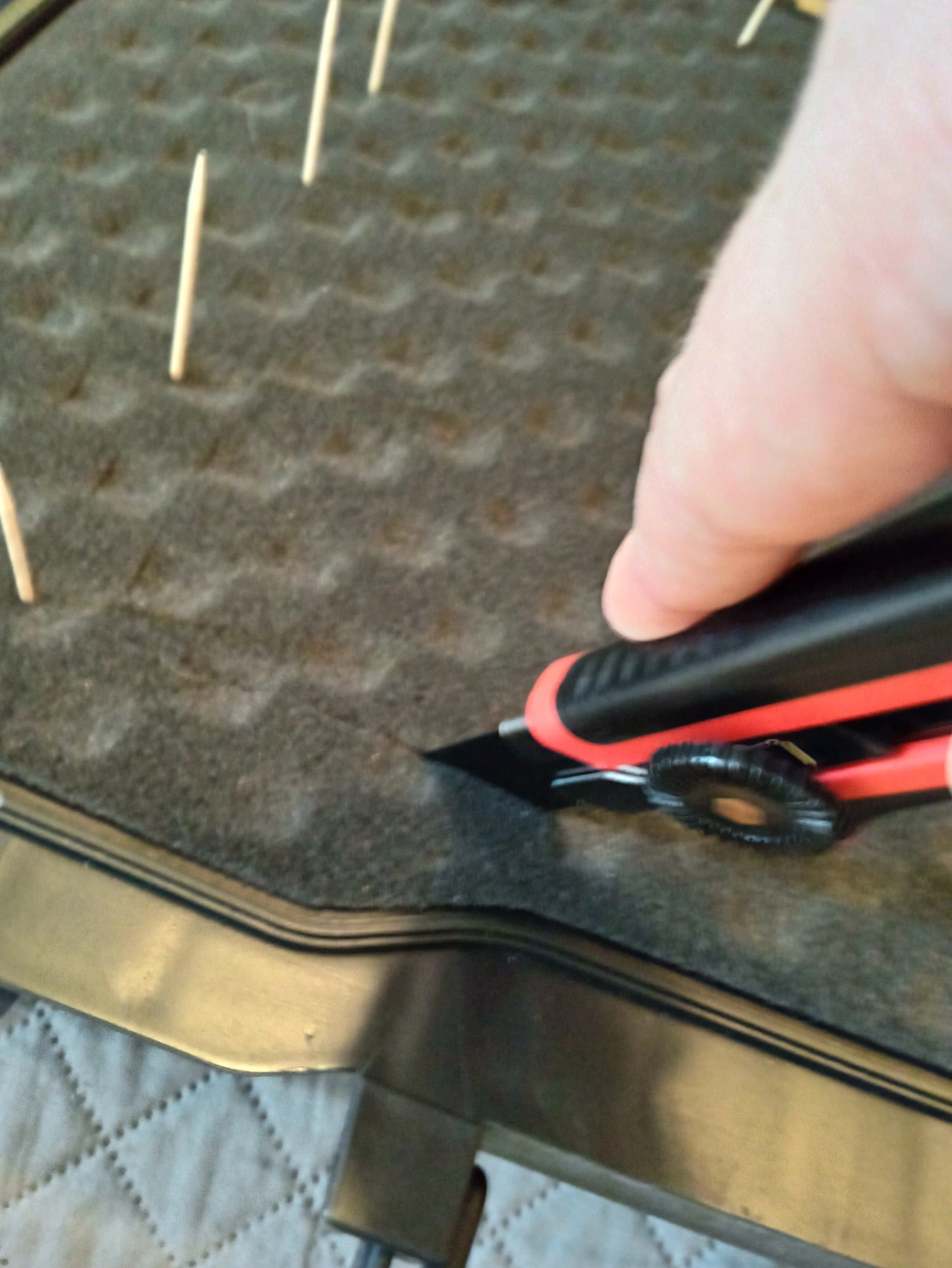 Pick-and-pluck foam being removed from hermetic tool case to create Maschine MK3 cutout